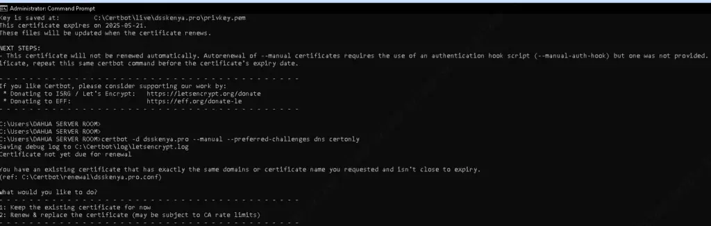 DSS CA Renewal Snip