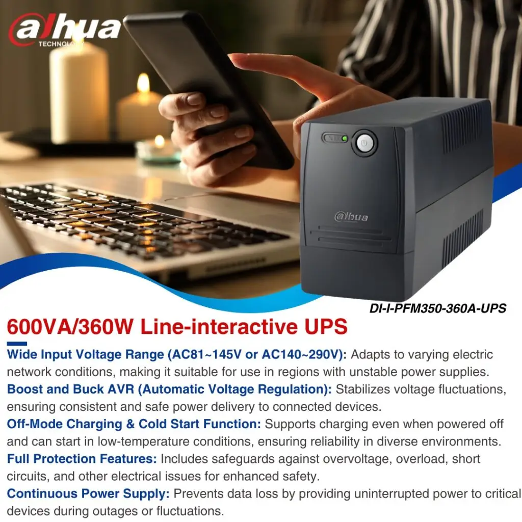 Dahua PFM350-360-A 600VA/360W Uninterruptible Power Supply Specs