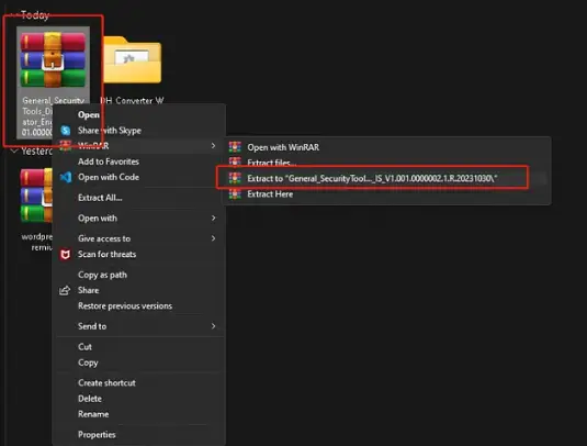 Extract zipped file to Folder