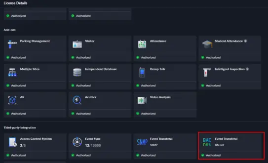 DSS BACnet License Activated