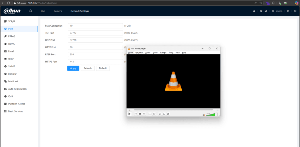 Open VLC for RTSP Settings